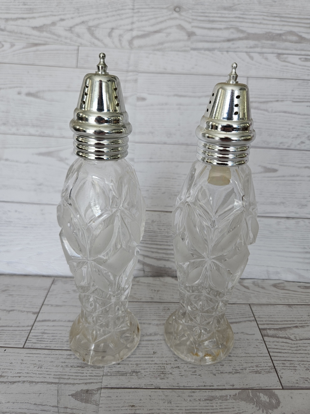 Vintage Hofbauer Byrdes Crystal Salt and Pepper Shakers Set West Germany 7.5"